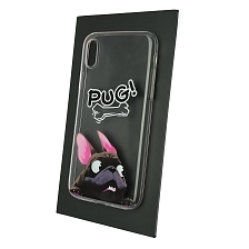 Чехол накладка для APPLE iPhone Х, силикон, рисунок PUG стиль 02.