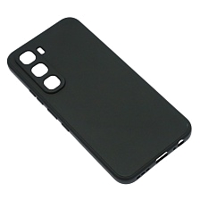 Чехол накладка для INFINIX Hot 60 Pro, защита камеры, силикон, бархат, цвет черный
