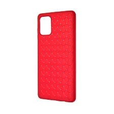 Чехол накладка для SAMSUNG Galaxy A71 (SM-A715), силикон, плетение, цвет красный. Чехол накладка для SAMSUNG Galaxy A71 (SM-A715), силикон, плетение, цвет красный.