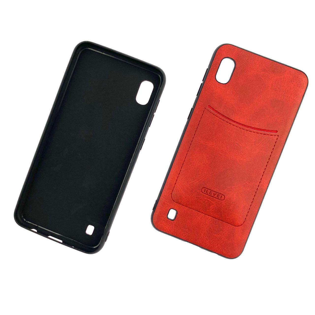 Чехол накладка ILEVEL для SAMSUNG Galaxy A10 (SM-A105), силикон, под кожу, визитница, цвет красный. Чехол накладка ILEVEL для SAMSUNG Galaxy A10 (SM-A105), силикон, под кожу, визитница, цвет красный.