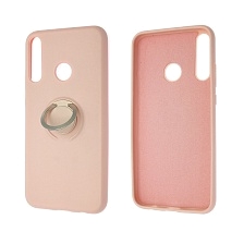 Чехол накладка RING для HUAWEI Honor 9C, P40 Lite E, Y7P, силикон, кольцо держатель, цвет розовый песок.