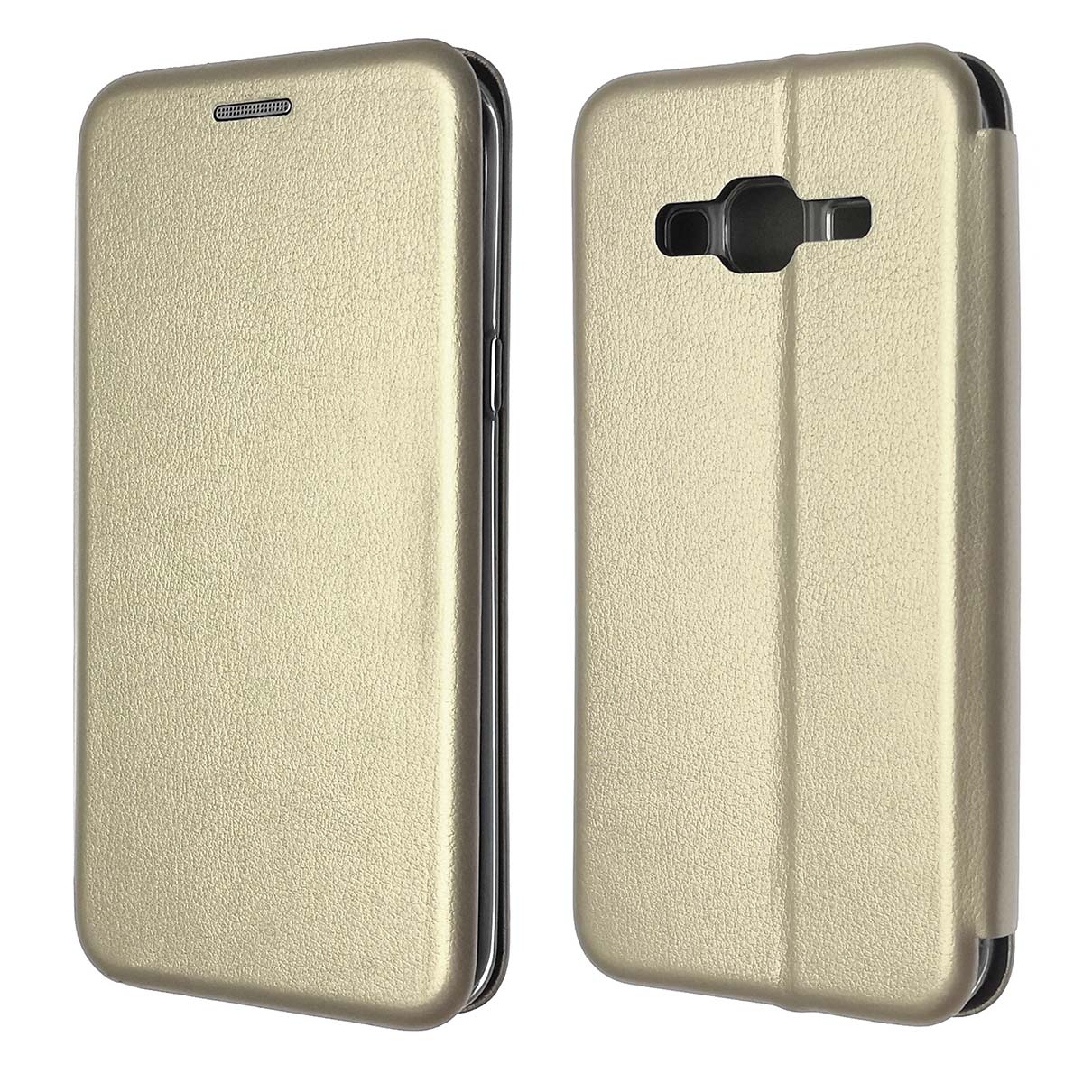 Чехол книжка STYLISH для SAMSUNG Galaxy J3 2016 (SM-J310), экокожа, визитница, цвет золотистый