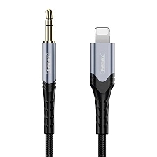 Кабель аудио переходник REMAX SOUNDY RC-C015i, Lightning 8-pin на Jack 3.5 mm AUX, длина 1.2 метра, цвет черный Кабель аудио переходник REMAX SOUNDY RC-C015i, Lightning 8-pin на Jack 3.5 mm AUX, длина 1.2 метра, цвет черный