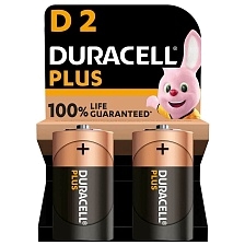 Батарейка DURACELL Plus (LR20/R20/ER34615) BL2, для газовых колонок, фонарей (КОМПЛЕКТ ИЗ ДВУХ ШТУК)