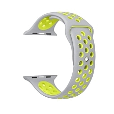 Ремешок для Apple Watch спортивный "Nike", размер 40 mm, цвет светло серый- зеленый. Ремешок для Apple Watch спортивный "Nike", размер 40 mm, цвет светло серый- зеленый.