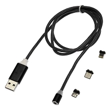 Магнитный зарядный кабель X-CABLE 360° Metal Magnetic Cable с насадками APPLE Lightning 8-pin, Micro USB, Type-C, длина 1 метр, цвет черный Магнитный зарядный кабель X-CABLE 360° Metal Magnetic Cable с насадками APPLE Lightning 8-pin, Micro USB, Type-C, длина 1 метр, цвет черный