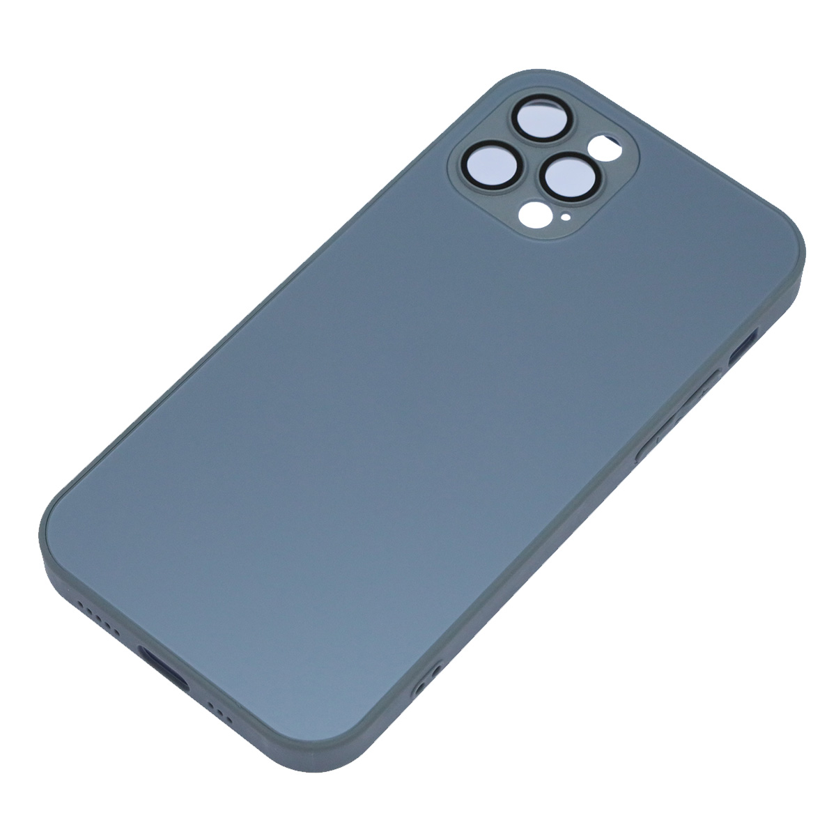 Чехол накладка AG Glass case с поддержкой MagSafe для APPLE iPhone 12 Pro, силикон, защита камеры, цвет серо голубой Чехол накладка AG Glass case с поддержкой MagSafe для APPLE iPhone 12 Pro, силикон, защита камеры, цвет серо голубой
