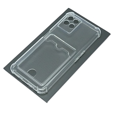 Чехол накладка CARD CASE для Realme 8i, защита камеры, силикон, отдел для карт, цвет прозрачный Чехол накладка CARD CASE для Realme 8i, защита камеры, силикон, отдел для карт, цвет прозрачный