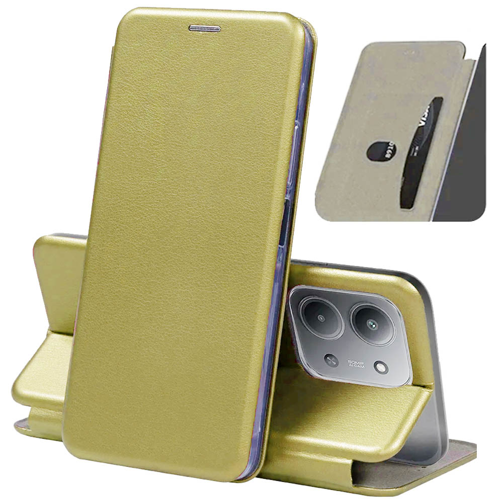 Чехол книжка STYLISH для XIAOMI Redmi 15C, POCO C85, экокожа, визитница, цвет золотистый