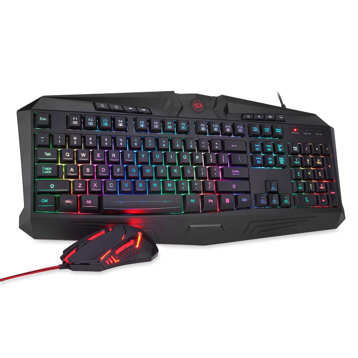 Игровой набор мышь и клавиатура, Redragon S101-1 USB, RGB подсветка, цвет черный Игровой набор мышь и клавиатура, Redragon S101-1 USB, RGB подсветка, цвет черный