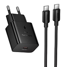 СЗУ (Сетевое зарядное устройство) HOCO N76 Star с кабелем USB Type C на USB Type C, 1 USB Type C, PD25W, цвет черный