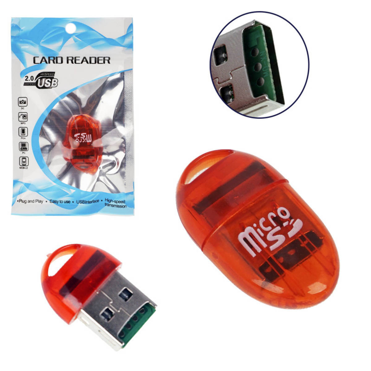 Картридер MRM TF04, цвет красный