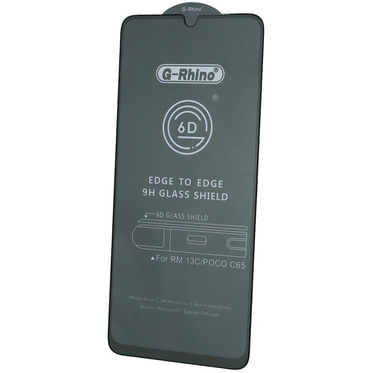 Защитное стекло 6D G-Rhino для XIAOMI Redmi 13C, POCO C65, цвет окантовки черный