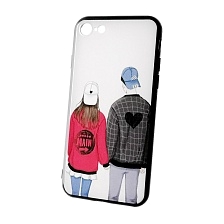 Чехол накладка для APPLE iPhone 7, 8, силикон, рисунок Девушка и парень. Чехол накладка для APPLE iPhone 7, 8, силикон, рисунок Девушка и парень.