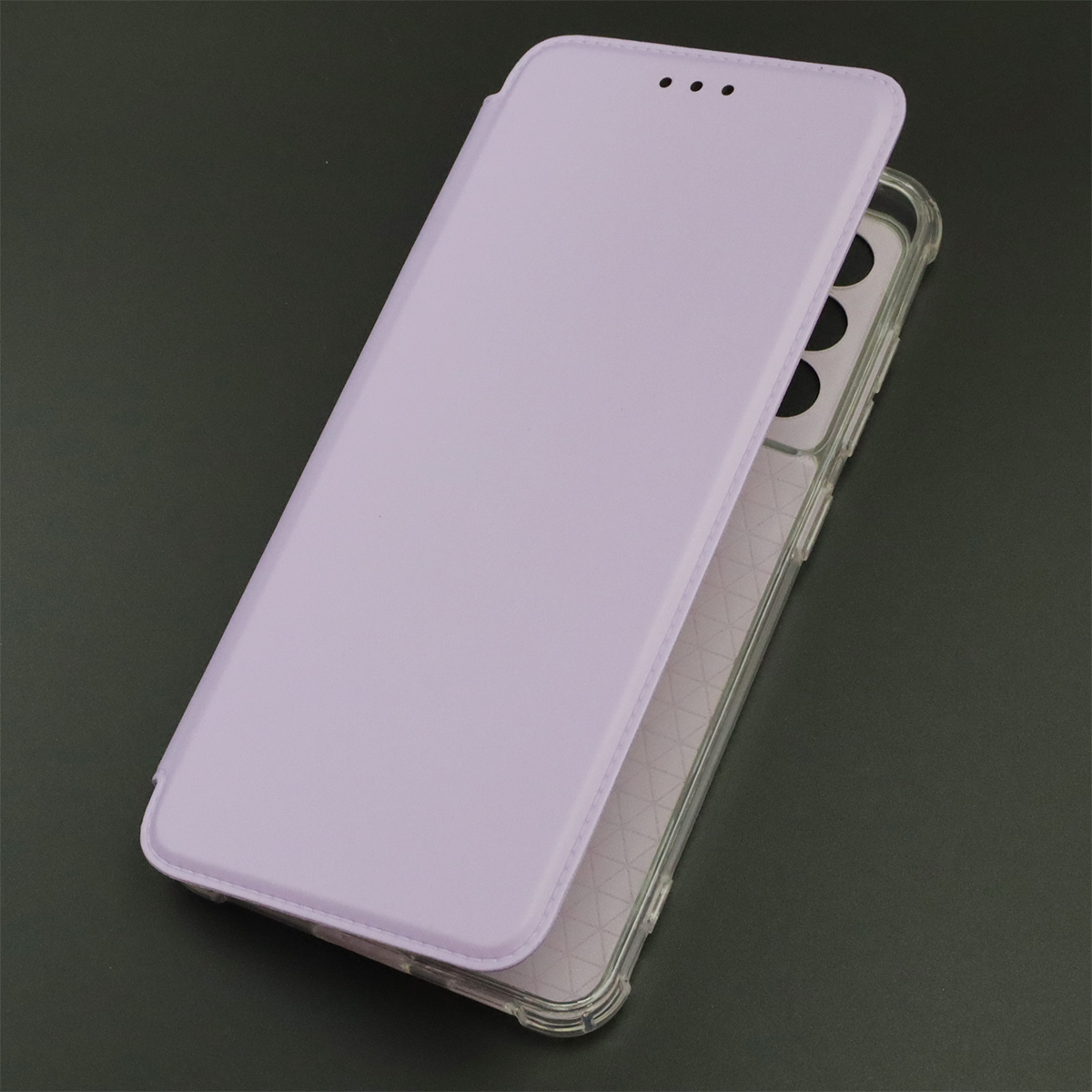 Чехол книжка для SAMSUNG Galaxy S21 FE (SM-G990B), экокожа, визитница, цвет сиреневый Чехол книжка для SAMSUNG Galaxy S21 FE (SM-G990B), экокожа, визитница, цвет сиреневый