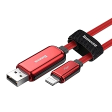 BASEUS CALLG-09 кабель с подсветкой Glowing Data Cable Lightning 8-pin, 2.4A, 1 метр, цвет красный.