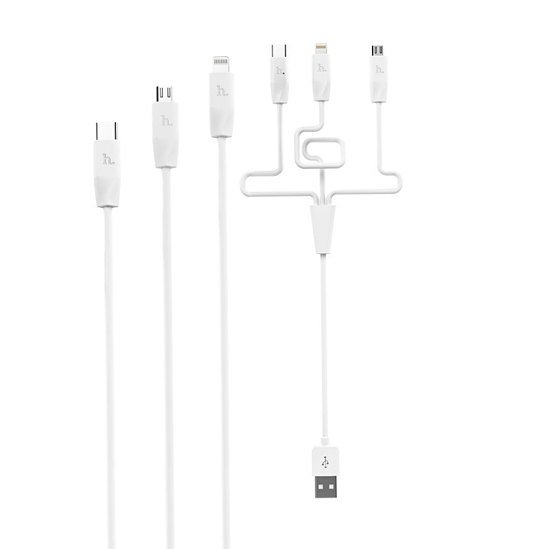 HOCO X1 Rapid Charging кабель-USB Micro USB / Apple lightning 8 pin / Type-C, длина 1 метр, цвет белый.