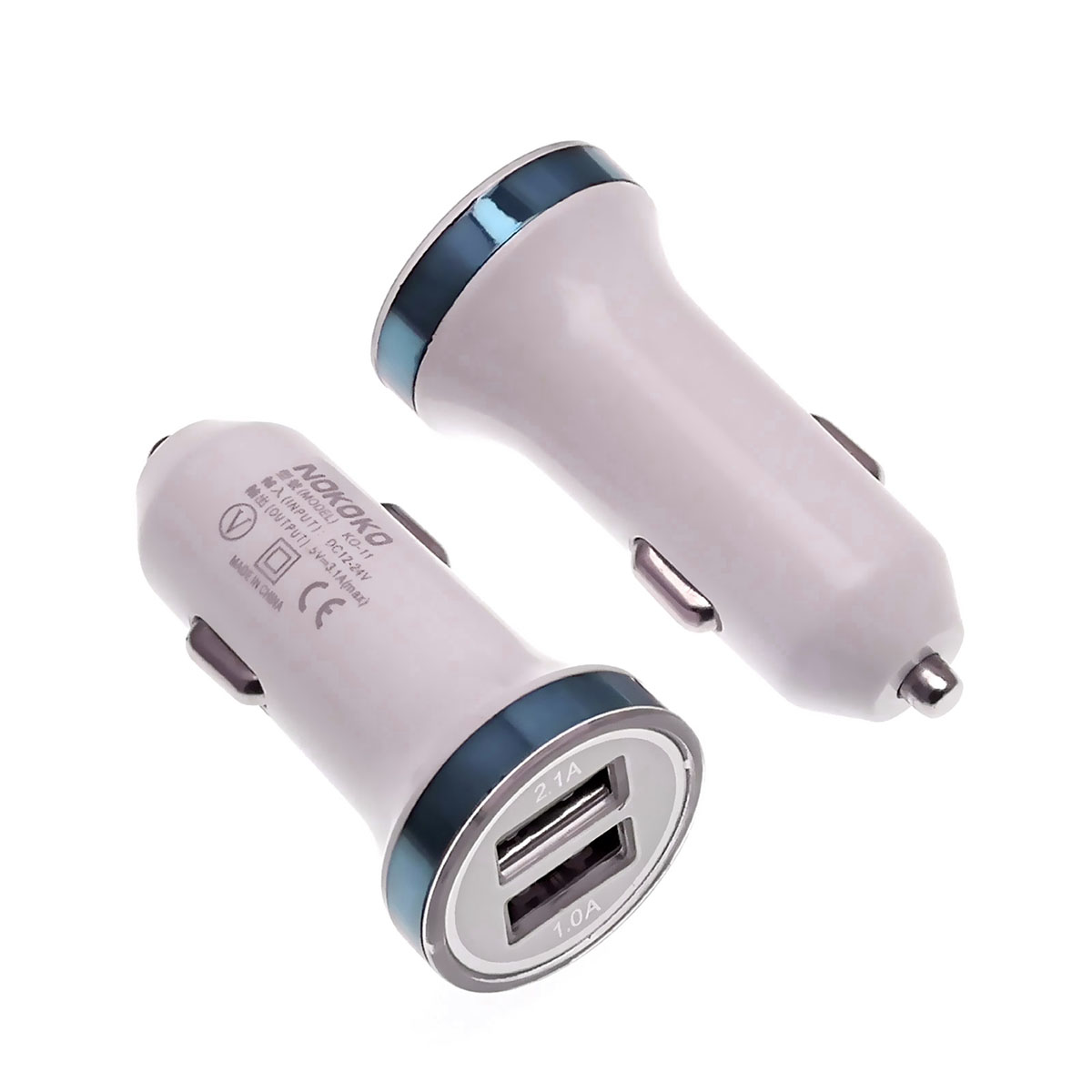 АЗУ (автомобильное зарядное устройство) USB на 2 выхода Nokoko KO-11 22 2,1A=1A (R).