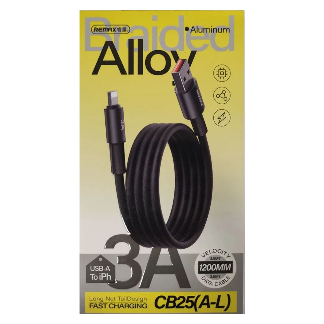 Кабель REMAX CB25 (A-L) Lightning 8 pin, 3A, длина 1.2 метра, цвет черный