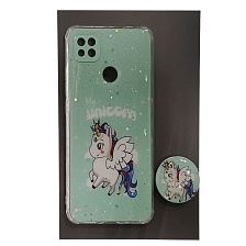 Чехол накладка для XIAOMI Redmi 9C, Redmi 10A, силикон, фактурный глянец, с поп сокетом, рисунок Unicorn Чехол накладка для XIAOMI Redmi 9C, Redmi 10A, силикон, фактурный глянец, с поп сокетом, рисунок Unicorn