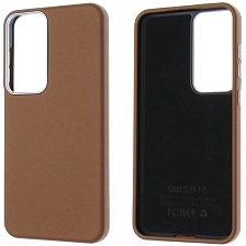 Чехол накладка VICTORIA для SAMSUNG Galaxy S25 FE, силикон, пластик, текстура кожи, бархат, цвет коричневый