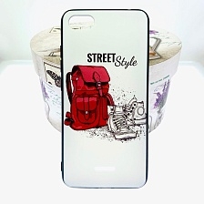 Чехол накладка для XIAOMI REDMI 6A, силикон, рисунок рюкзак и ботинки, цвет белый.