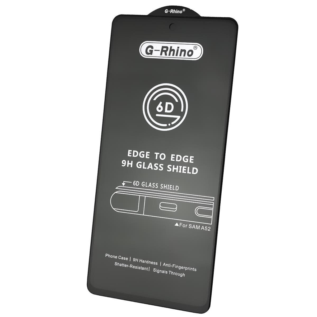 Защитное стекло 6D G-Rhino для SAMSUNG Galaxy A52 (SM-A525F), цвет окантовки черный