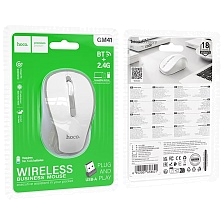 Мышь беспроводная HOCO GM41 Exciting, оптическая, 1600 DPI, Bluetooth, USB A (2.4G), цвет бело серый