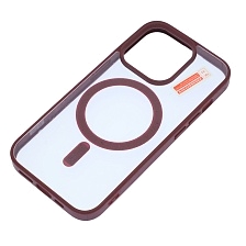 Чехол накладка Magnetic с поддержкой MagSafe для APPLE iPhone 15 Pro, силикон, цвет окантовки бордовый Чехол накладка Magnetic с поддержкой MagSafe для APPLE iPhone 15 Pro, силикон, цвет окантовки бордовый