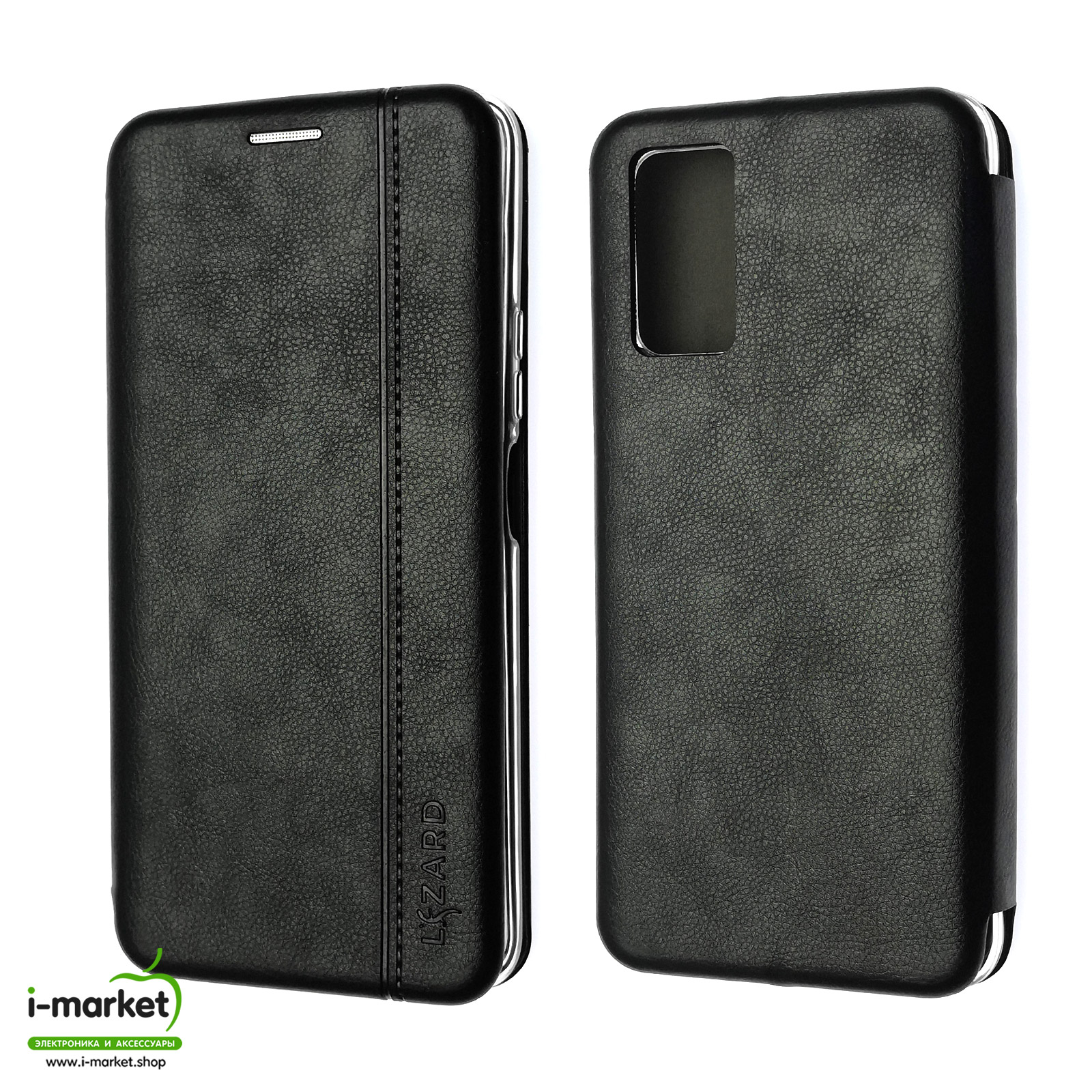 Чехол книжка LIZARD для HUAWEI Honor 30 Pro (EBG-AN10), Nova 7 Pro, экокожа, визитница, цвет черный.