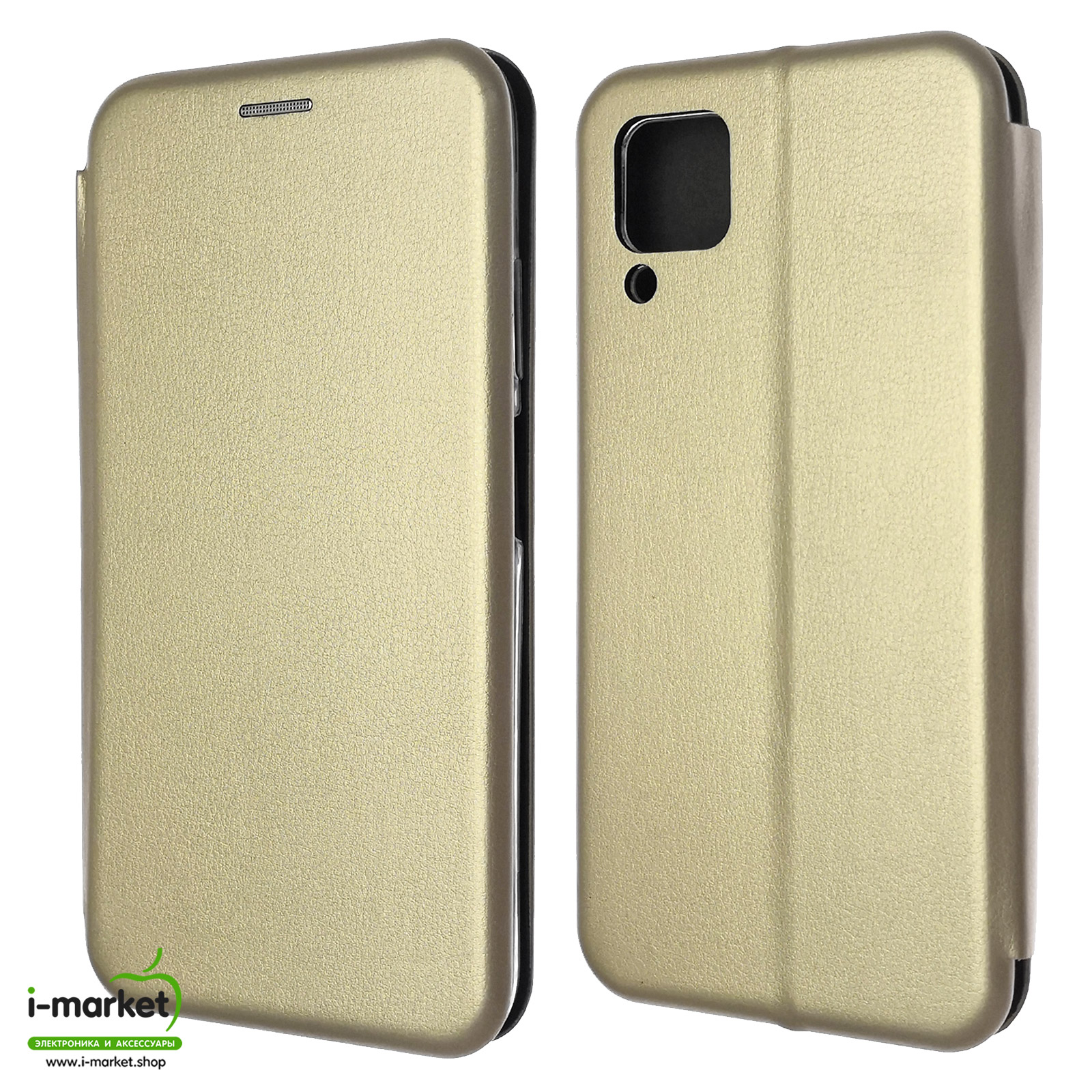 Чехол книжка STYLISH для HUAWEI P40 Lite, Nova 6 SE, Nova 7i, экокожа, визитница, цвет золотистый.