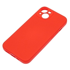 Чехол накладка Silicon Case для APPLE iPhone 14, защита камеры, силикон, бархат, цвет красный