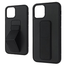 Чехол накладка STAND для APPLE iPhone 11 Pro, подставка, магнит, экокожа, цвет черный Чехол накладка STAND для APPLE iPhone 11 Pro, подставка, магнит, экокожа, цвет черный