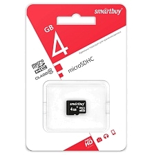 Карта памяти MicroSDHC 4GB SMARTBUY Class 10 UHS-I без адаптера, цвет черный Карта памяти MicroSDHC 4GB SMARTBUY Class 10 UHS-I без адаптера, цвет черный