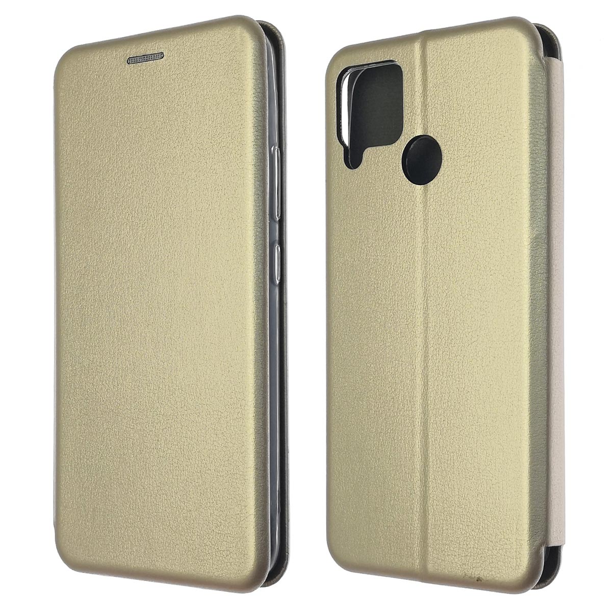 Чехол книжка STYLISH для Realme C12, экокожа, визитница, цвет золотистый Чехол книжка STYLISH для Realme C12, экокожа, визитница, цвет золотистый