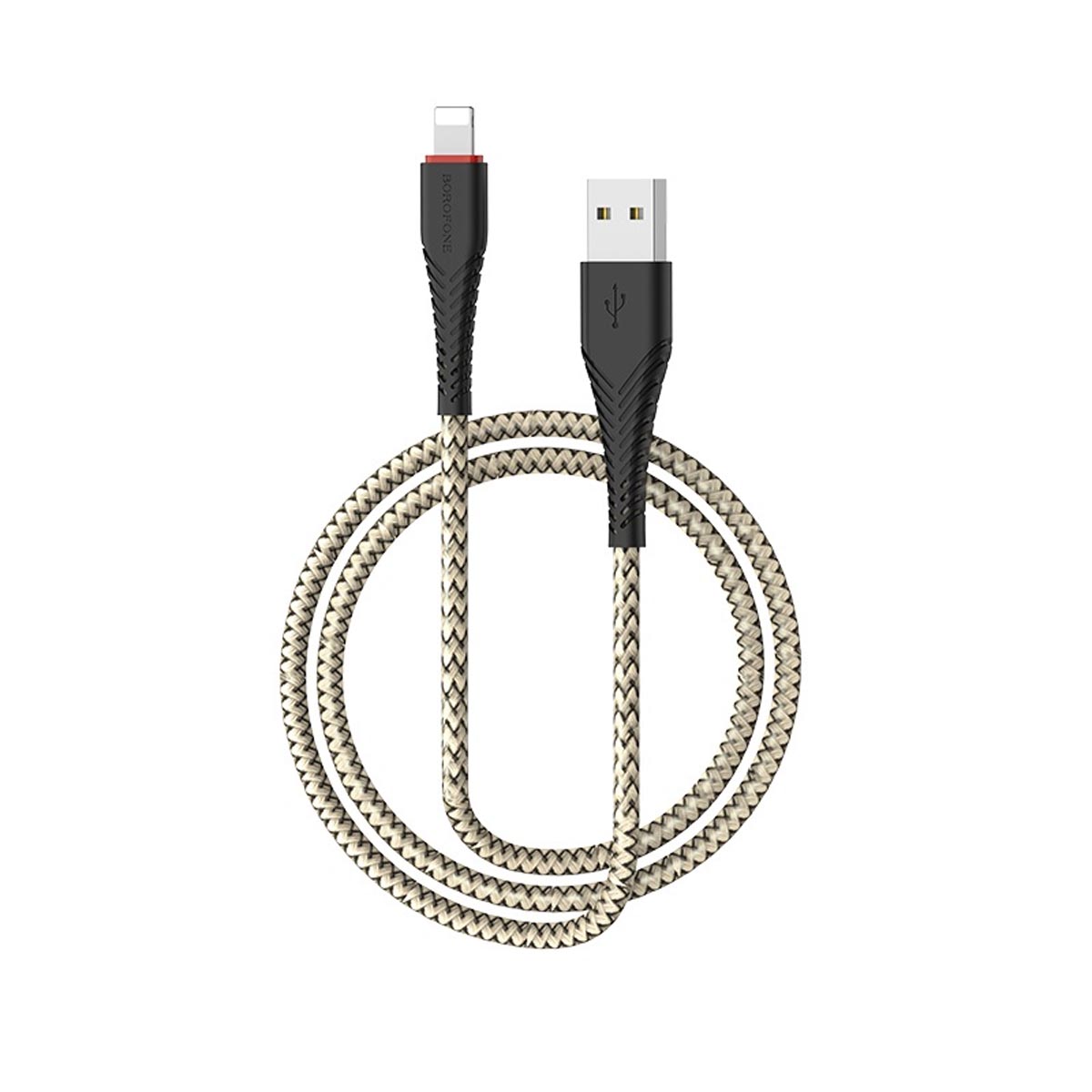 Кабель BOROFONE BX25 Powerful APPLE Lightning 8 pin, 2.4A, длина 1 метр, силикон, нейлоновая оплетка, цвет черный
