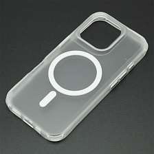 Чехол накладка Sky Armor с поддержкой MagSafe для APPLE iPhone 16 Pro, сменные уголки для шнурка, прозрачный, цвет окантовки белый