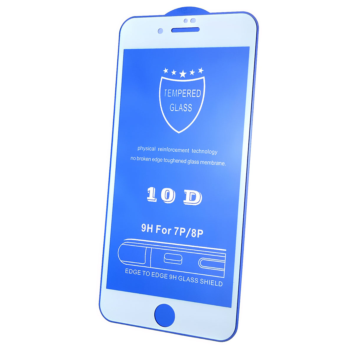 Защитное стекло 10D FULL GLUE 9H для APPLE iPhone 7, 8 Plus, цвет канта белый. Защитное стекло 10D FULL GLUE 9H для APPLE iPhone 7, 8 Plus, цвет канта белый.
