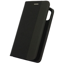 Чехол книжка MESH для APPLE iPhone 11 (6.1), текстиль, силикон, бархат, визитница, цвет черный Чехол книжка MESH для APPLE iPhone 11 (6.1), текстиль, силикон, бархат, визитница, цвет черный