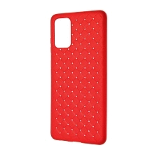 Чехол накладка для SAMSUNG Galaxy S20 Plus (SM-G985), силикон, плетение, цвет красный. Чехол накладка для SAMSUNG Galaxy S20 Plus (SM-G985), силикон, плетение, цвет красный.
