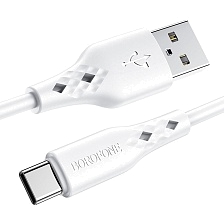 Кабель BOROFONE BX48 USB Type C, 3A, длина 1 метр, цвет белый Кабель BOROFONE BX48 USB Type C, 3A, длина 1 метр, цвет белый