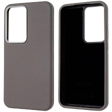 Чехол накладка для SAMSUNG Galaxy S25, силикон, пластик, текстура кожи, цвет серый