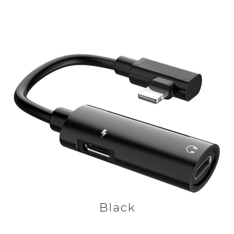 HOCO LS18 адаптер / конвертер / аудио преобразователь для APPLE lightning 8-pin на наушники 8 pin и зарядный кабель 8 pin, цвет черный. HOCO LS18 адаптер / конвертер / аудио преобразователь для APPLE lightning 8-pin на наушники 8 pin и зарядный кабель 8 pin, цвет черный.