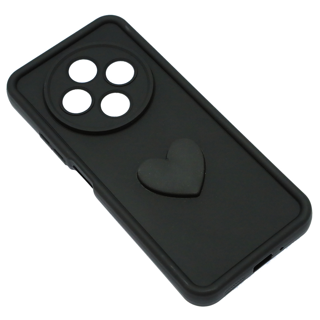 Чехол накладка для XIAOMI REDMI 14C, POCO C75, силикон, 3D сердце, защита камеры, бортики, цвет черный Чехол накладка для XIAOMI REDMI 14C, POCO C75, силикон, 3D сердце, защита камеры, бортики, цвет черный