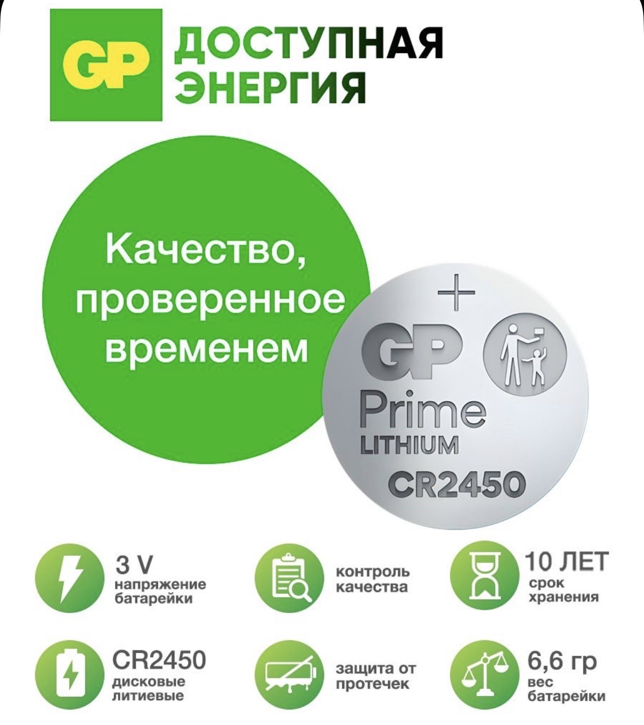 Батарейка GP Prime CR2450 BL4 Lithium 3V