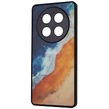 Чехол накладка для Honor X9c, пластик, силикон, защита камеры, рисунок Океанская волна