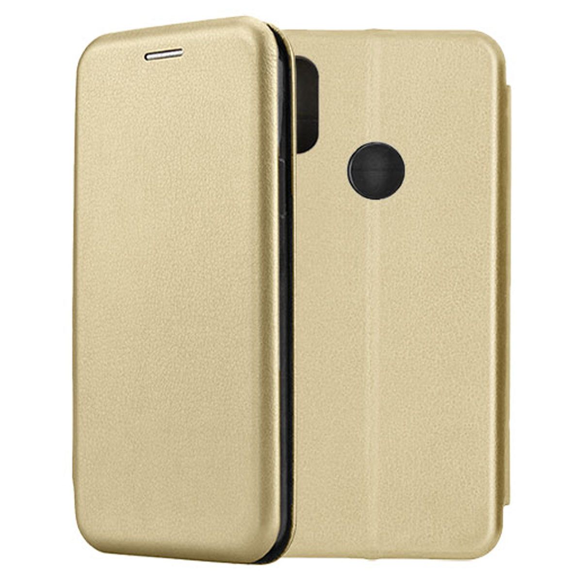 Чехол книжка для XIAOMI REDMI NOTE 7, NOTE 7 PRO, экокожа, силикон, визитница, цвет золотистый