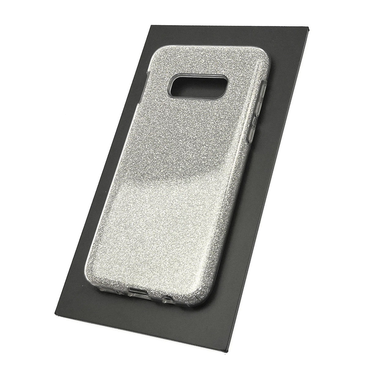 Чехол накладка Shine для SAMSUNG Galaxy S10e (SM-G970), силикон, блестки,  цвет серебристый.