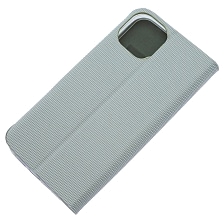 Чехол книжка MESH для APPLE iPhone 14, текстиль, силикон, бархат, визитница, цвет серый