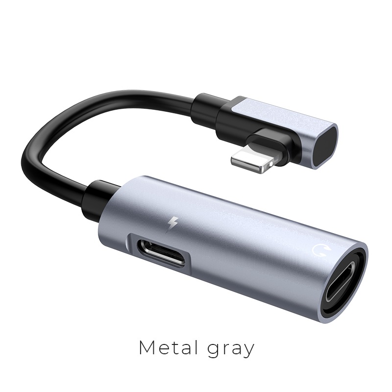 HOCO LS18 адаптер / конвертер / аудио преобразователь для APPLE lightning 8-pin на наушники 8 pin и зарядный кабель 8 pin, цвет графитовый. HOCO LS18 адаптер / конвертер / аудио преобразователь для APPLE lightning 8-pin на наушники 8 pin и зарядный кабель 8 pin, цвет графитовый.